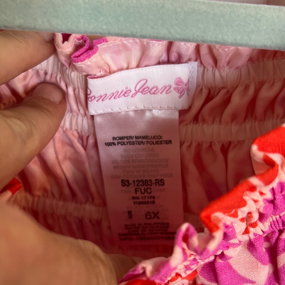 Bonnie Jean Girls Pink and Red Ruffled & Ruched Butterfly Romper Sz 6X - NWT! - Picture 2 of 11